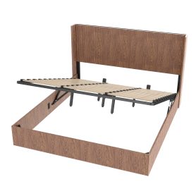 Wooden Platform Bed Frame With Lift Storage, King