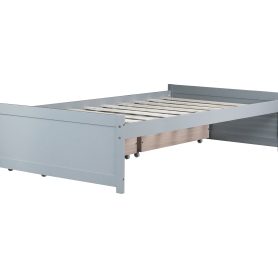 Twin Size Daybed with 2 Drawers, Solid Rubber Wood Bed