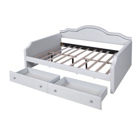 Full Size Upholstered Daybed with LED and 2 Drawers