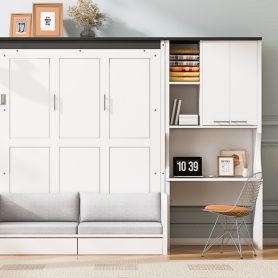 Multi-Functional Murphy Bed with Sofa, Desk, and Storage Cabinet