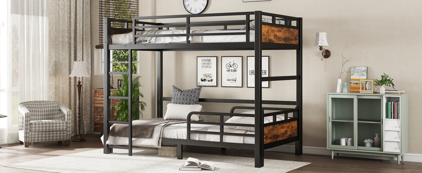 Twin XL Over Twin XL Metal Bunk Bed/Loft Bed/Platform Bed, with Raised Security Fence 20 Twin XL Over Twin XL Metal Bunk Bed/Loft Bed/Platform Bed, with Raised Security Fence