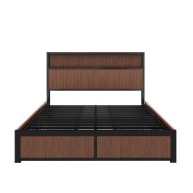 Large Raised-Pattern Storage Bed Frame