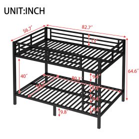 Metal Full XL over Full XL Bunk Bed for Teens and Adults