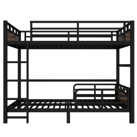 Queen Over Queen Metal Bunk Bed/Loft Bed/Platform Bed, with Raised Security Fence