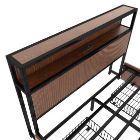 Large Raised-Pattern Storage Bed Frame