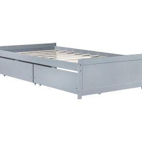 Twin Size Daybed with 2 Drawers, Solid Rubber Wood Bed