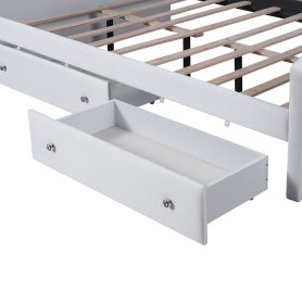 Full Size Upholstered Daybed with LED and 2 Drawers