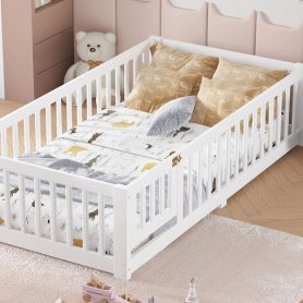 Twin Size Floor Bed with Safety Guardrail and Door 33 Twin Size Floor Bed with Safety Guardrail and Door