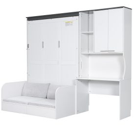 Multi-Functional Murphy Bed with Sofa, Desk, and Storage Cabinet