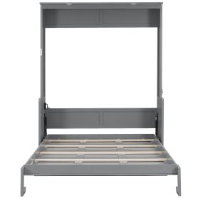 Queen Size Murphy Bed with Desk, LED Lights and USB Charging Station