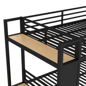 Metal Full Over Full Size Bunk Bed With Storage Shelves, Drawers and Pegboard