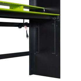 Full Size Wood Bunk Bed with Desk, Wardrobe, Ample Storage Space and RGB Light