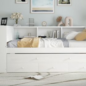 Full Size Daybed With Trundle, Storage Drawers And Side Shelves 32 Full Size Daybed With Trundle, Storage Drawers And Side Shelves