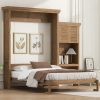 Queen Size Murphy Bed with Multiple Storage Shelves and Louvered Style Decoration