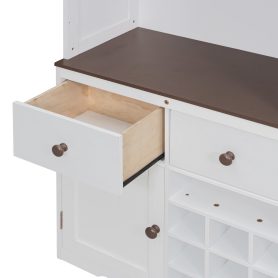 Queen Size Murphy Bed With Storage Cabinet, Wine Rack, Glass Holder, Drawers And Multi-color LED Strip