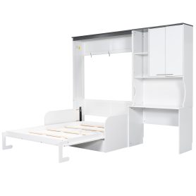 Multi-Functional Murphy Bed with Sofa, Desk, and Storage Cabinet