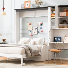 Multi-Functional Murphy Bed with Sofa, Desk, and Storage Cabinet