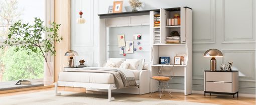 Multi-Functional Murphy Bed with Sofa, Desk, and Storage Cabinet