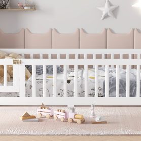 Twin Size Floor Bed with Safety Guardrail and Door 29 Twin Size Floor Bed with Safety Guardrail and Door