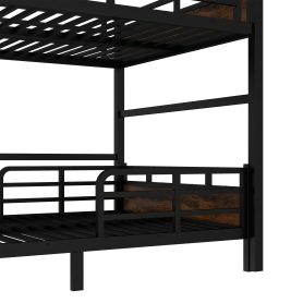 Queen Over Queen Metal Bunk Bed/Loft Bed/Platform Bed, with Raised Security Fence