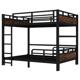 Full Over Full Metal Bunk Bed/Loft Bed/Platform Bed, with Raised Security Fence