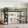 Metal Queen Size Loft Bed Frame With Wardrobe, Storage Shelves And Pegboard 2 Metal Queen Size Loft Bed Frame With Wardrobe, Storage Shelves And Pegboard