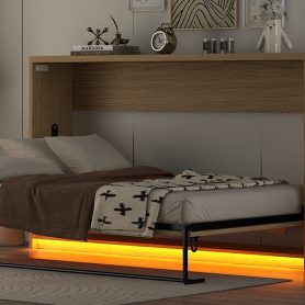 Twin Size Murphy Bed With LED Light, Can Be Folded Into A Cabinet
