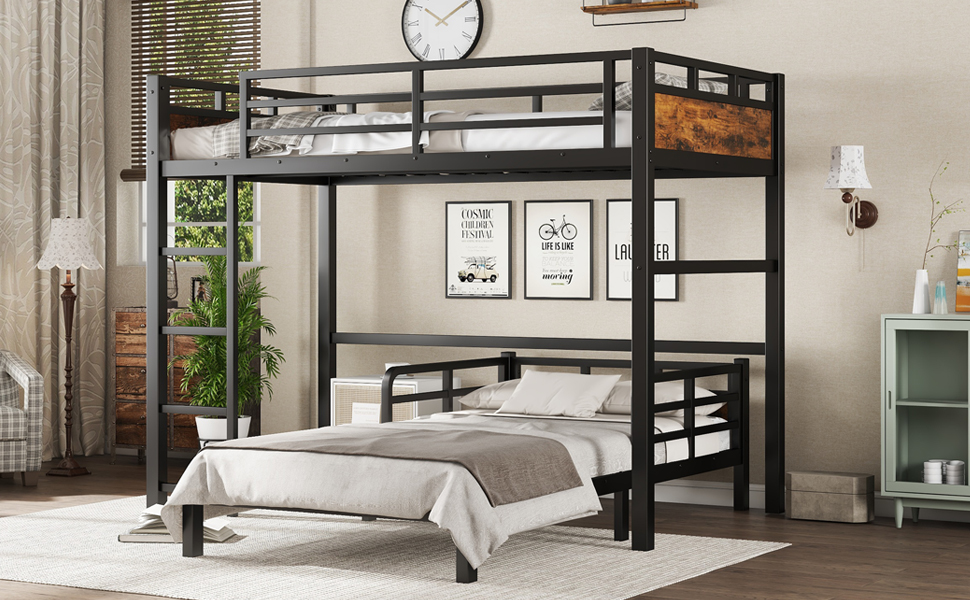 Twin XL Over Twin XL Metal Bunk Bed/Loft Bed/Platform Bed, with Raised Security Fence 15 Twin XL Over Twin XL Metal Bunk Bed/Loft Bed/Platform Bed, with Raised Security Fence
