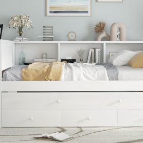 Full Size Daybed With Trundle, Storage Drawers And Side Shelves 35 Full Size Daybed With Trundle, Storage Drawers And Side Shelves