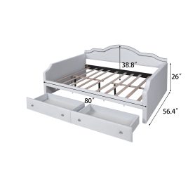 Full Size Upholstered Daybed with LED and 2 Drawers