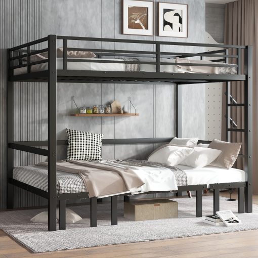 Queen Over Queen Size Pull-Out Bunk Bed