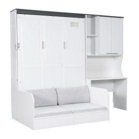 Multi-Functional Murphy Bed with Sofa, Desk, and Storage Cabinet