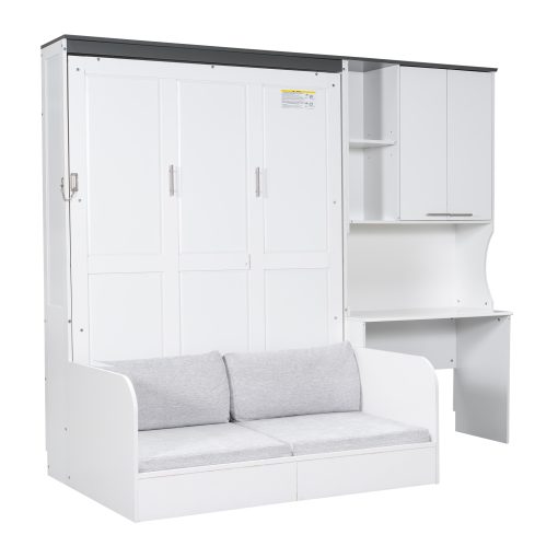 Multi-Functional Murphy Bed with Sofa, Desk, and Storage Cabinet