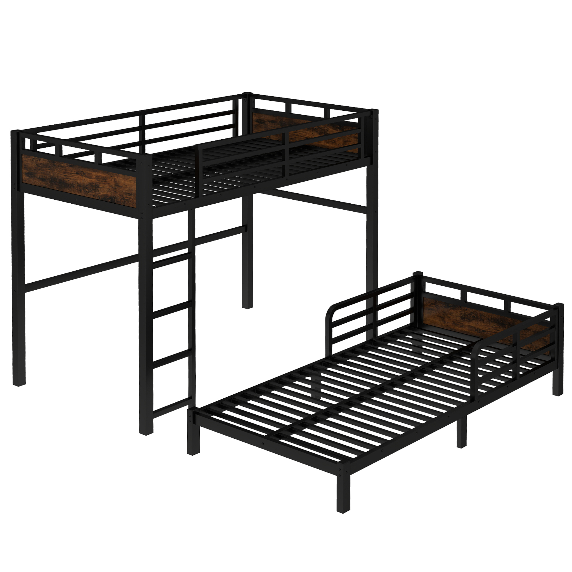 Twin XL Over Twin XL Metal Bunk Bed/Loft Bed/Platform Bed, with Raised Security Fence 8 Twin XL Over Twin XL Metal Bunk Bed/Loft Bed/Platform Bed, with Raised Security Fence