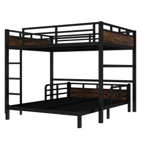 Queen Over Queen Metal Bunk Bed/Loft Bed/Platform Bed, with Raised Security Fence