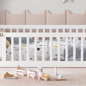 Twin Size Floor Bed with Safety Guardrail and Door 32 Twin Size Floor Bed with Safety Guardrail and Door