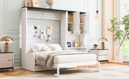 Multi-Functional Murphy Bed with Sofa, Desk, and Storage Cabinet