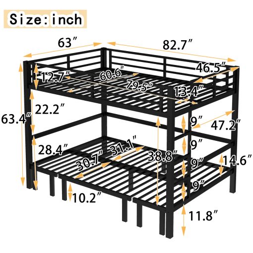 Queen Over Queen Size Pull-Out Bunk Bed