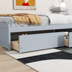 Twin Size Daybed with 2 Drawers, Solid Rubber Wood Bed