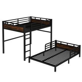 Full Over Full Metal Bunk Bed/Loft Bed/Platform Bed, with Raised Security Fence