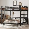 Full Over Full Metal Bunk Bed/Loft Bed/Platform Bed, with Raised Security Fence 1 Full Over Full Metal Bunk Bed/Loft Bed/Platform Bed, with Raised Security Fence