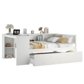 Full Size Daybed With Trundle, Storage Drawers And Side Shelves 37 Full Size Daybed With Trundle, Storage Drawers And Side Shelves