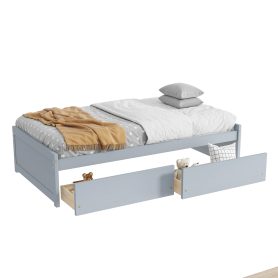 Twin Size Daybed with 2 Drawers, Solid Rubber Wood Bed