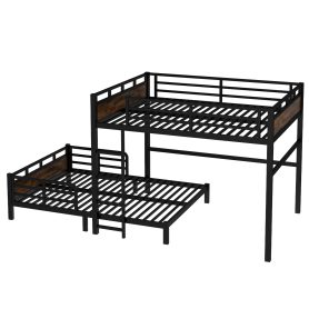 Queen Over Queen Metal Bunk Bed/Loft Bed/Platform Bed, with Raised Security Fence