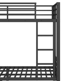 Metal Queen over Queen Size Bunk Bed with Storage Shelves, Drawers and Pegboard