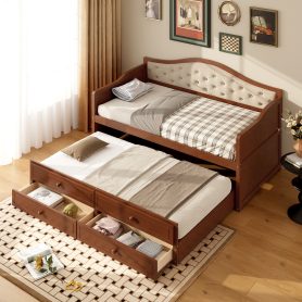 Twin Daybed With Trundle and 2 Storage Drawers