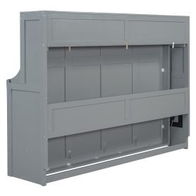 Full Size Wall Bed with Hydraulic Lift & Desk Design