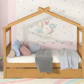 Full Size Wooden House Bed With Drawers