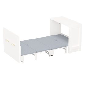 Twin Size Murphy Cabinet Bed With Adjustable Position Desk