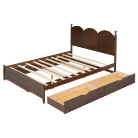 Queen Size Platform Bed With with 2 Big Drawers, Twin XL Size Trundle